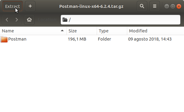 How to Install Postman on Ubuntu 21.10 Impish GNU/Linux - Extracting