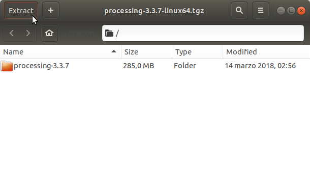 Quick-Start Processing 3 on Ubuntu 16.10 Yakkety - Extract Processing