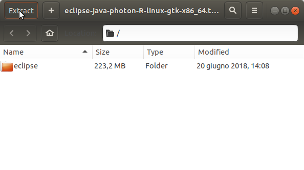 How to Install Eclipse Java on Fedora 33 - Extracting