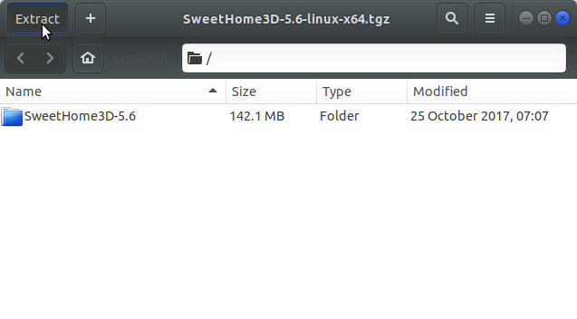 How to Install Sweet Home 3D on Pop!_OS - Extracting