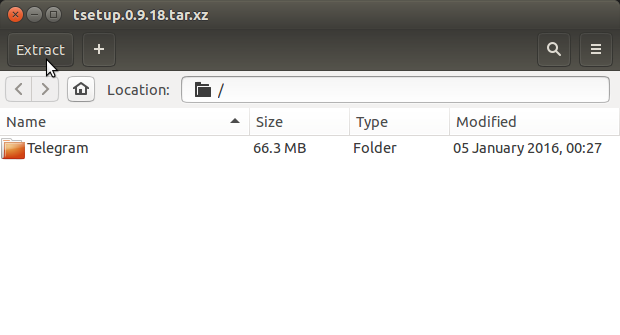 Telegram Messaging App Quick Start on Xubuntu 17.04 Zesty - Extraction
