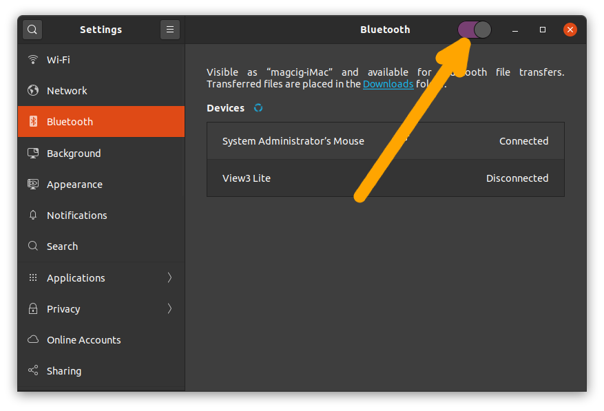 Apple Bluetooth Magic Trackpad Ubuntu 21.04 Connection - Enabling Bluetooth
