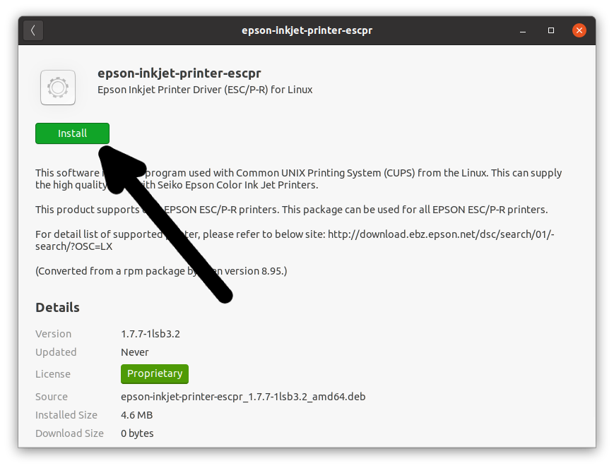 Step-by-step Driver Epson Printer XP-215/XP-217 Installation in Ubuntu 22.04 - Start Installation