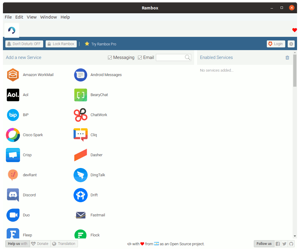 How to Install Rambox in Fedora 33 - UI