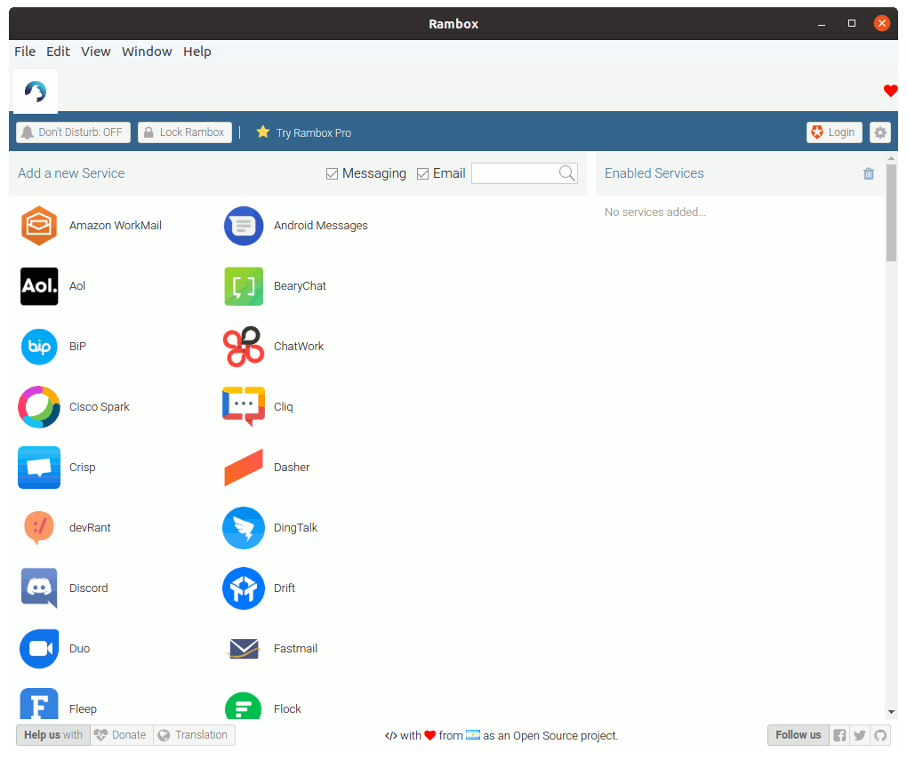 How to Install Rambox in Fedora 34 - UI