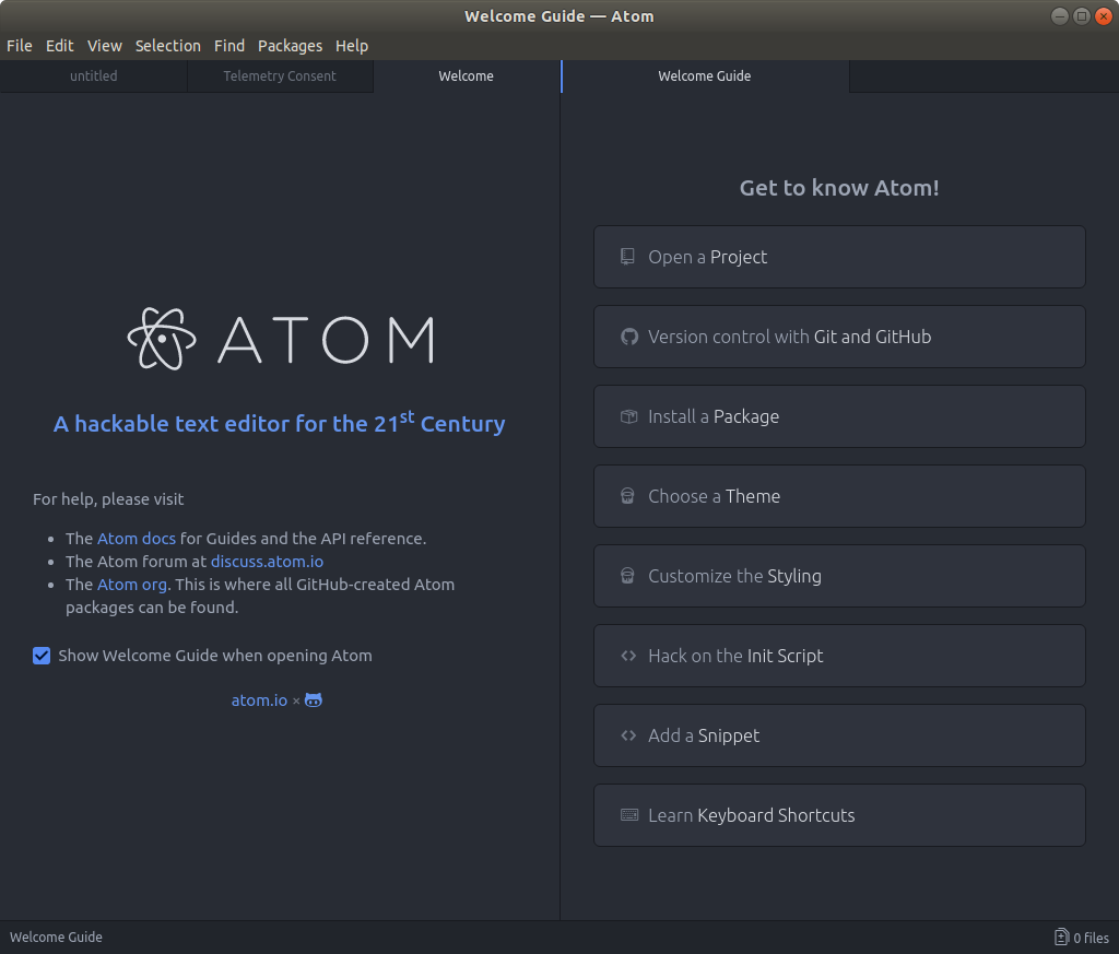 Atom Install Debian Buster 10 - Atom GUI
