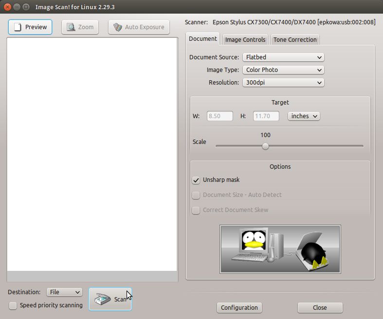 Getting-Started with Image Scan Software on Xubuntu 16.10 Yakkety - Image Scan! GUI