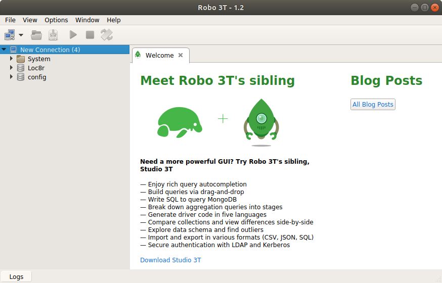 How to Install Robo 3T on Xubuntu 18.04 Bionic LTS - UI