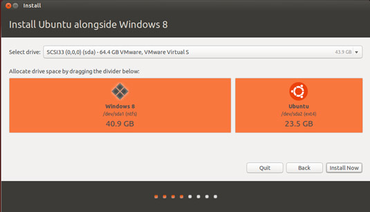 Install Ubuntu 15.04 Vivid on Top of Windows 8 - Allocating Drive Space