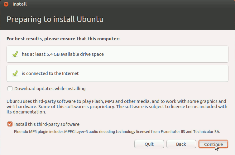 Ubuntu Linux Raring Preparing Installation to Hard Drive