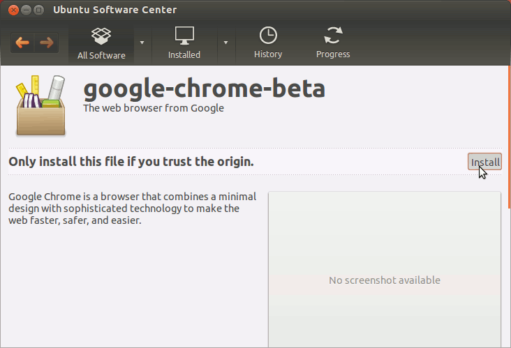 Ubuntu Install Chrome beta by Ubuntu Software Center