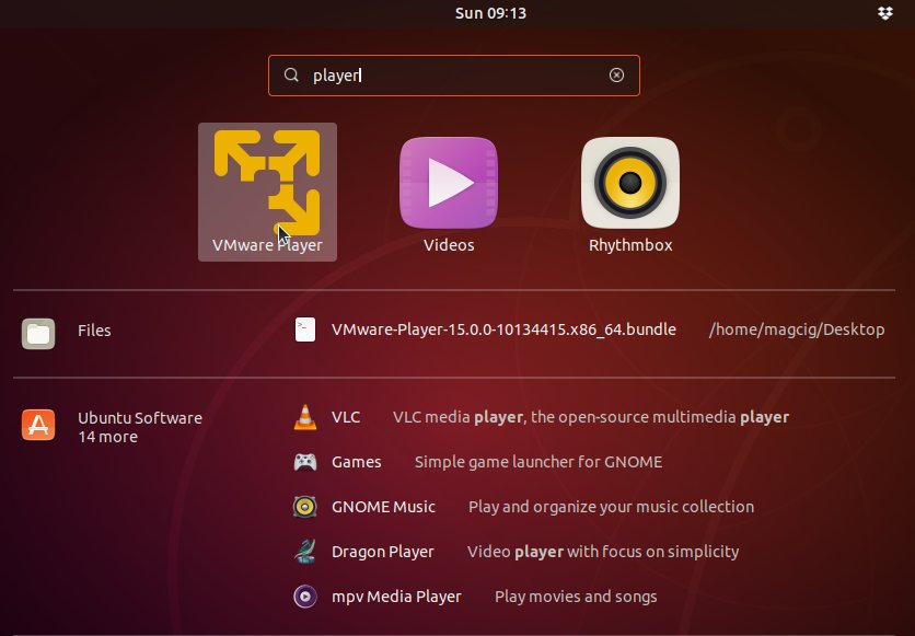CentOS 7 Linux Install VMware Workstation 15 Player - VMware Workstation Player 15 GUI