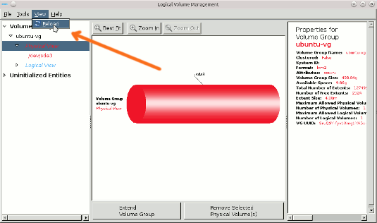 How to Shrink/Reduce/Resize a LVM Physical Volume on Debian 7 Wheezy - System-config-lvm Reloading