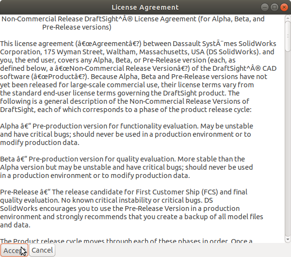 How to Install DraftSight on Xubuntu 20.04 Focal LTS - License