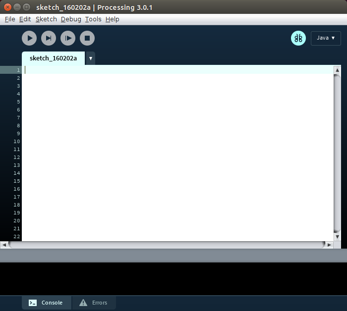 Quick-Start Processing 3 on Ubuntu 16.10 Yakkety - Processing Sketch Window