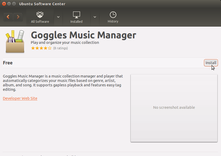 Goggles Music Player Installation on Ubuntu 15.10 Wily - Goggles Music Player on Ubuntu Software Center