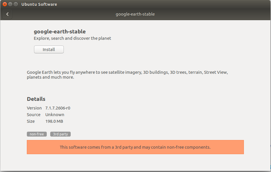 Installing Google Earth Pro for Ubuntu 16.10 Yakkety - Ubuntu Software Center