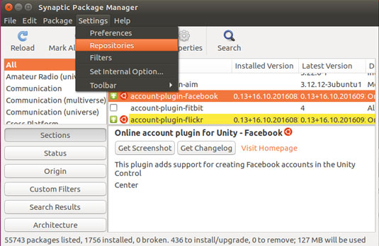 Synaptic Quick Start for Ubuntu 16.04 Xenial - configuring