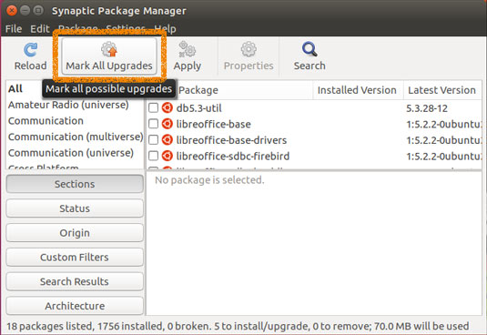 Synaptic Quick Start for Ubuntu 16.04 Xenial - marking up