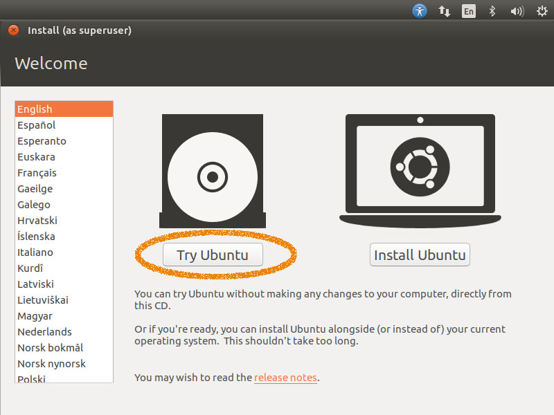 Running Ubuntu Live