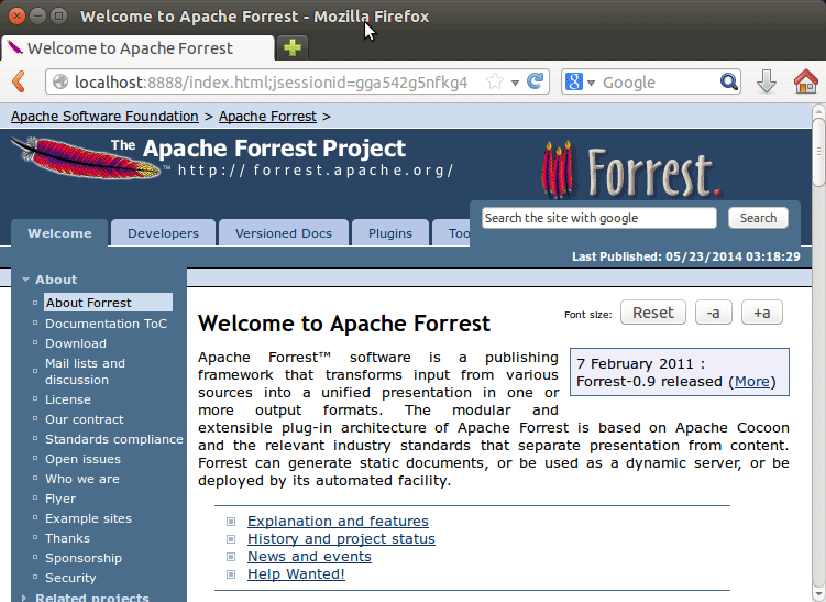 Apache Forrest Quick Start on Linux - Forrest Local Docs Render