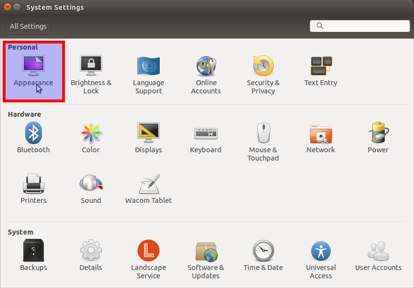 Show Desktop Ubuntu 15.10 Wily - Ubuntu Settings Apparence
