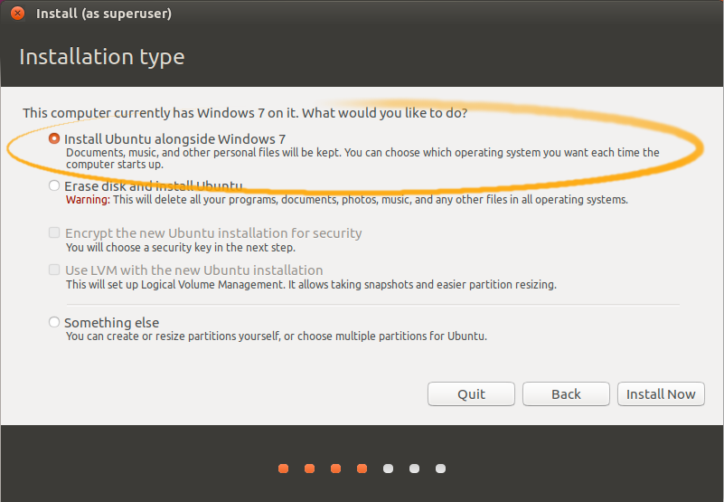 Installing Ubuntu 15.04 Vivid on Top of Windows 7 - Installing Linux Mint alongside Windows 7