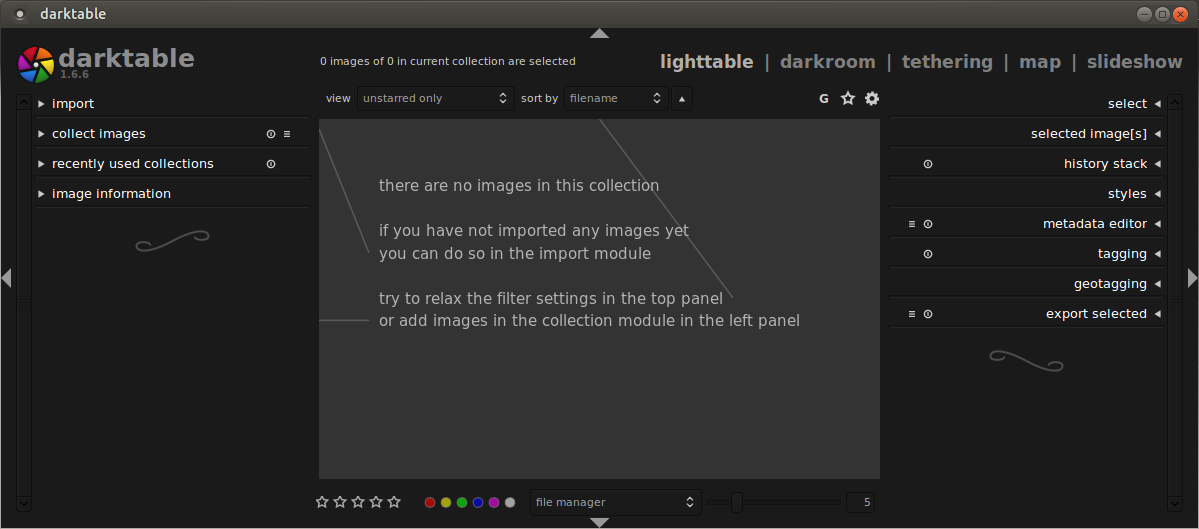 Darktable Quick Start for Ubuntu - GUI
