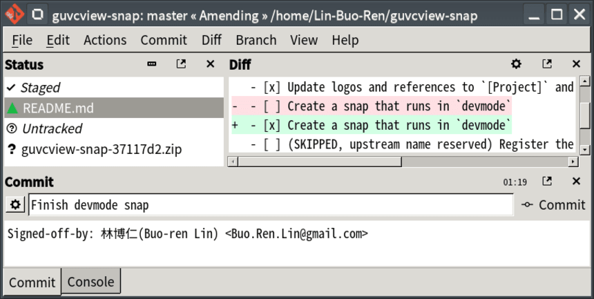 Step-by-step Git-Cola Debian Sid Installation - UI