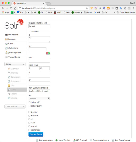 Mac Apache Solr Quick Start Guide - Solr Searching on Browser Admin