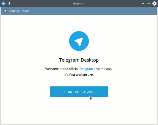 Telegram Messaging App Quick Start on openSUSE Tumbleweed - Welcome UI