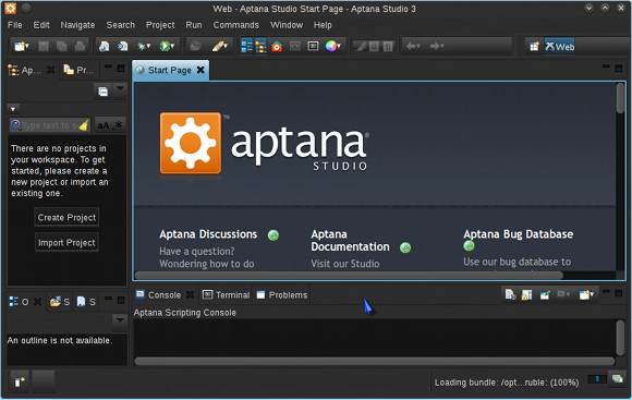 How to Install Aptana Studio 3 on Linux Mint 20 - Aptana Studio 3 GUI