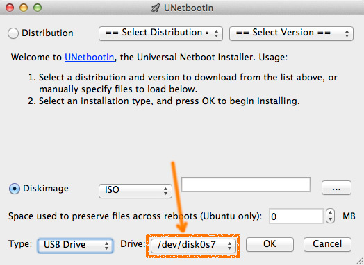 Mac Burn Ubuntu 14.04 ISO to USB Easy Guide - Select the USB Stick