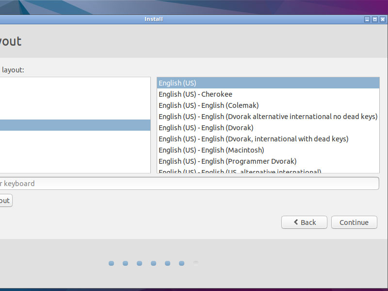 Lubuntu 17.10 Virtual Machine VirtualBox Install - Select the Keyboard Layout
