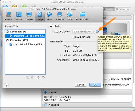 Linux Mint 16 Petra KDE Desktop Installation Steps on VirtualBox 7.3.X - Set ISO