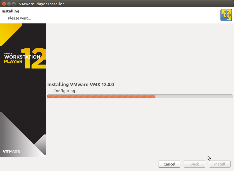 VMware Player 12 Fedora 25 Install - Installing