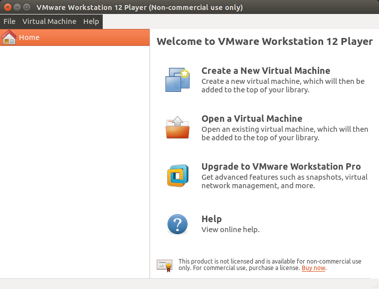 VMware Player 12 Fedora 25 Install - VMware Workstation Player 12 GUI