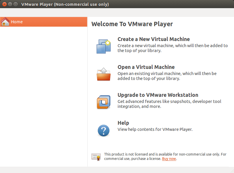 Red Hat Linux VMware Player 7 GUI