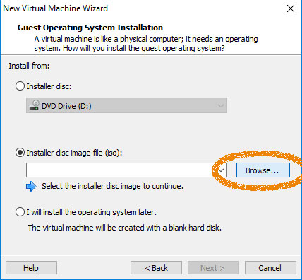 VMware Workstation 14 Create Virtual Machine from ISO - Loading