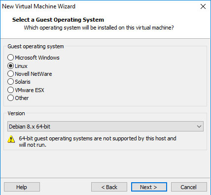 VMware Workstation 14 Create Virtual Machine from ISO - Guest OS Type