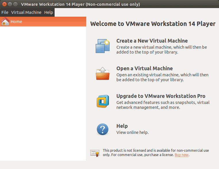 How to Install VMware Workstation 14 Player on Ubuntu 16.10 Yakkety - VMware Workstation Player 14 GUI