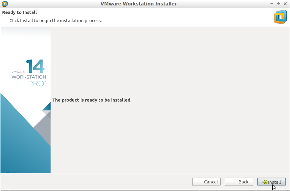 Fedora 26 Install VMware Workstation 14 Pro - Start Installation