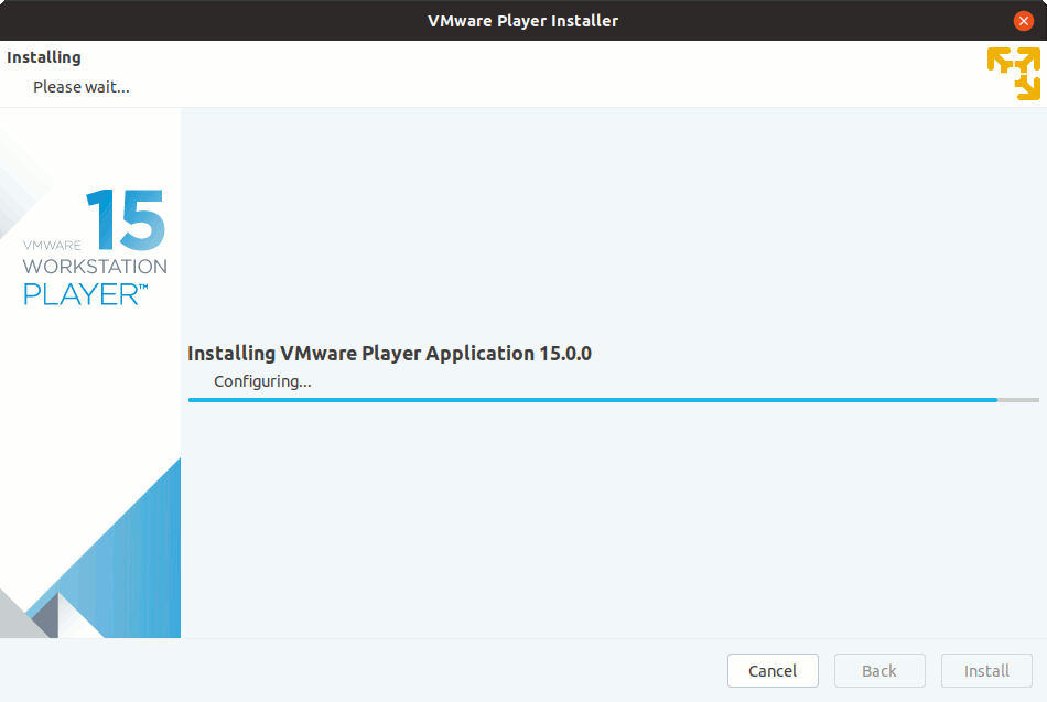 Xubuntu 18.04 Linux Install VMware Workstation 15 Player - Installing