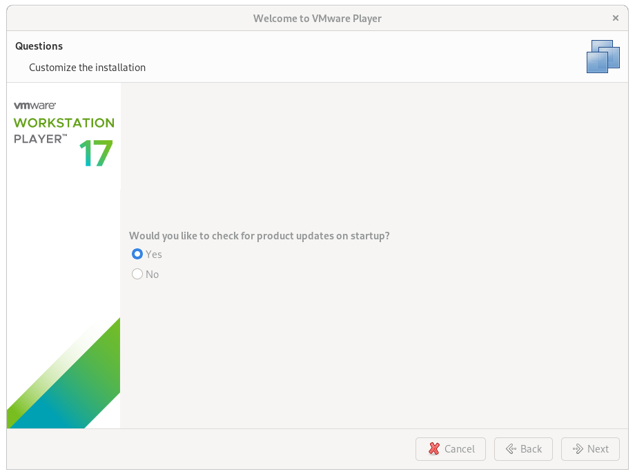 VMware Workstation 17 Player Kali Installation - Updates
