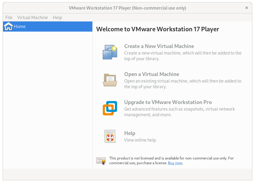 VMware Workstation 17 Player Installation in Mageia - UI