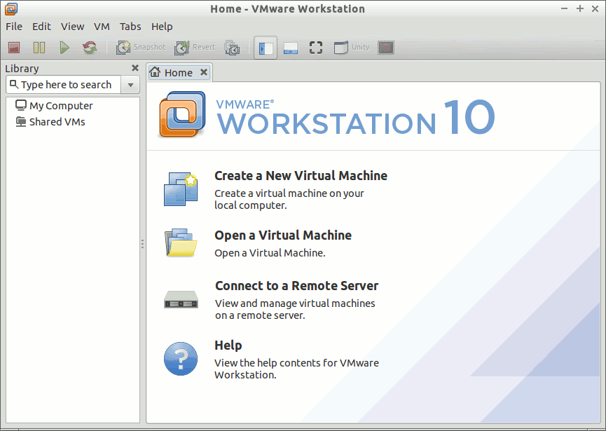 Linux Kubuntu VMware Workstation 10 GUI