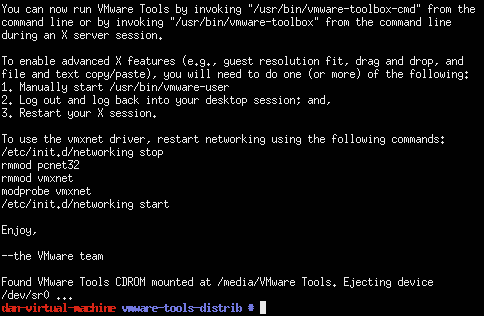 Installing VMware Tools Success