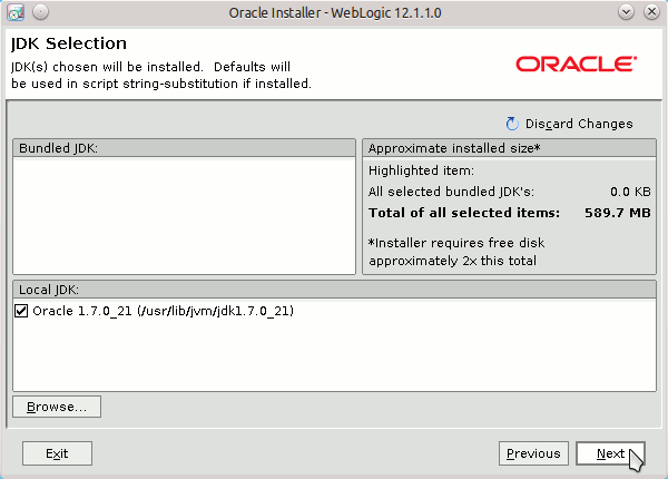 Install Oracle-BEA WebLogic 12c on openSUSE 64-bit - 6 JDK Selection
