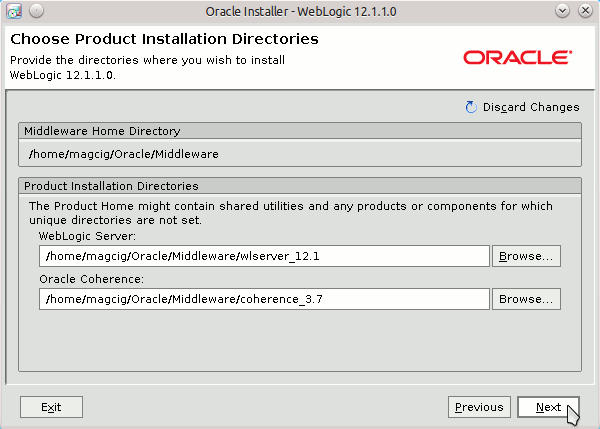 Oracle BEA WebLogic 12c Server Installation CentOS 6.X 64-bit - 7 WebLogic Installation Directories