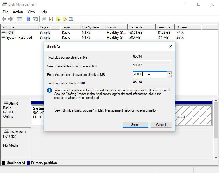 How to Easy Shrink / Resize a Windows 8 Ntfs Partition with Disk Tool - Resizing